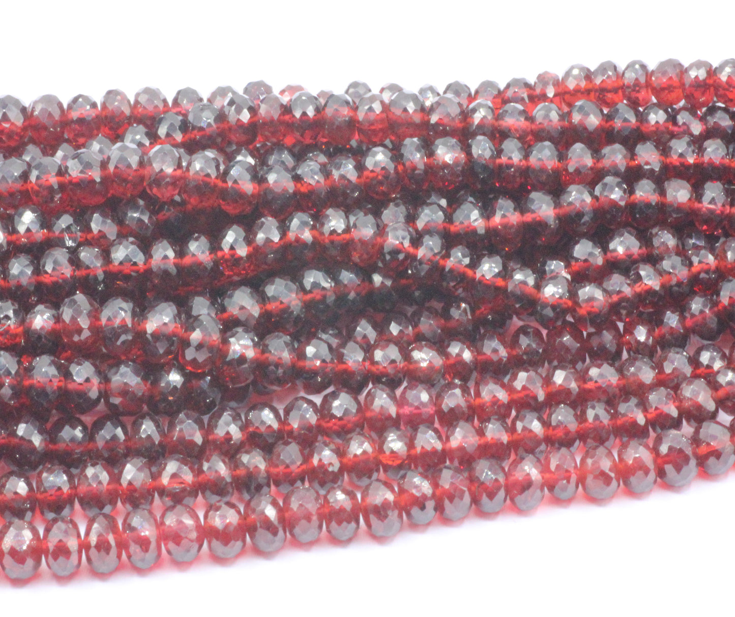 Garnet Faceted Roundel Beads