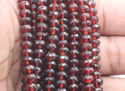 Garnet Faceted Roundel Beads