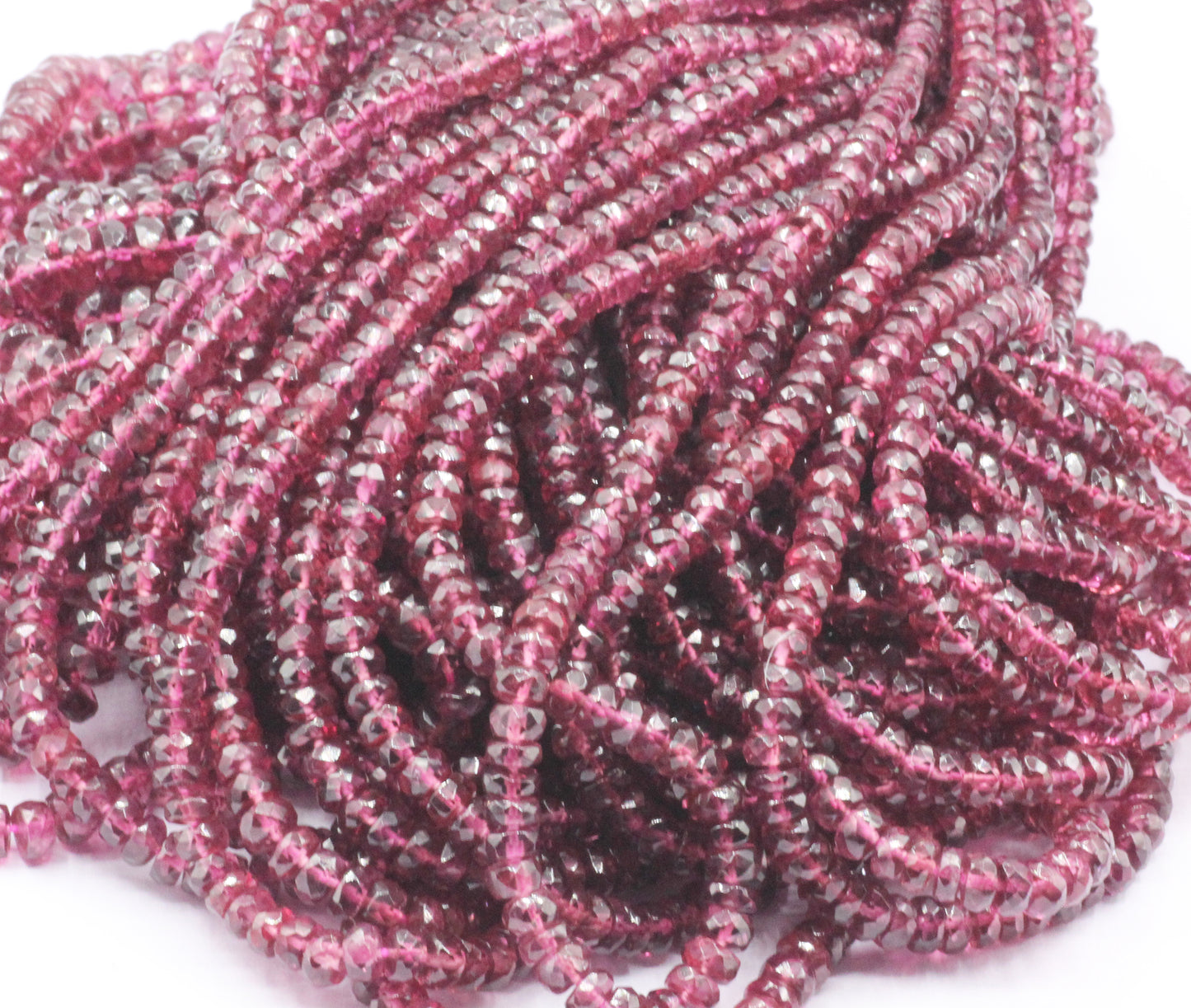 Garnet Faceted Roundel Beads, rhodolite garnet, pink garnet