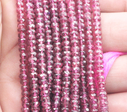 Garnet Faceted Roundel Beads, rhodolite garnet, pink garnet