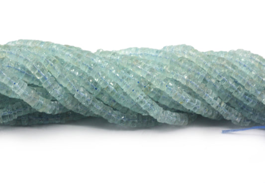 Aquamarine Beads Faceted Heshi, Faceted Donut, Faceted Tyre
