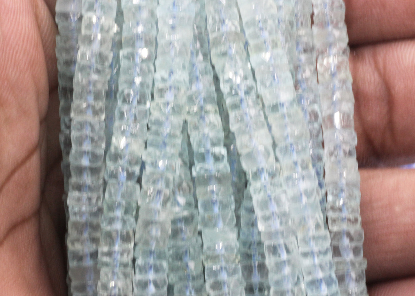 Aquamarine Beads Faceted Heshi, Faceted Donut, Faceted Tyre