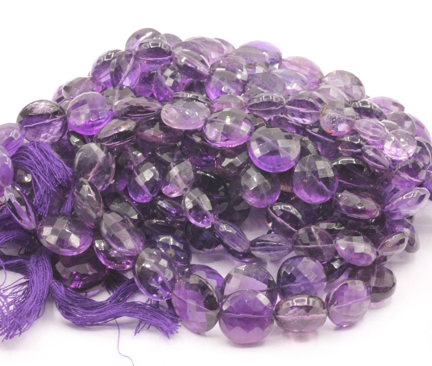 Amethyst Faceted Coin Beads