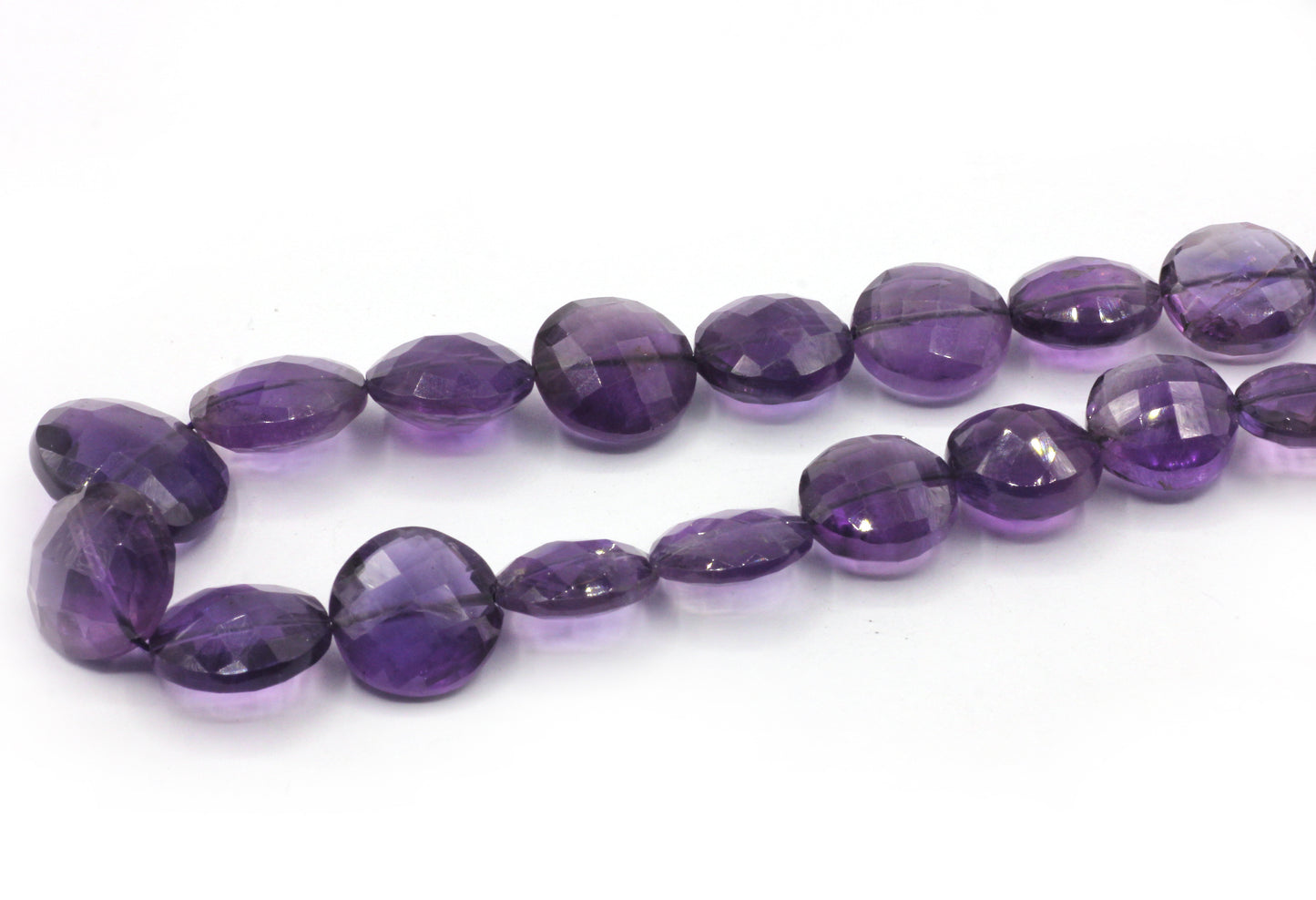 Amethyst Faceted Coin Beads
