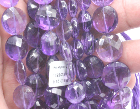 Amethyst Faceted Coin Beads
