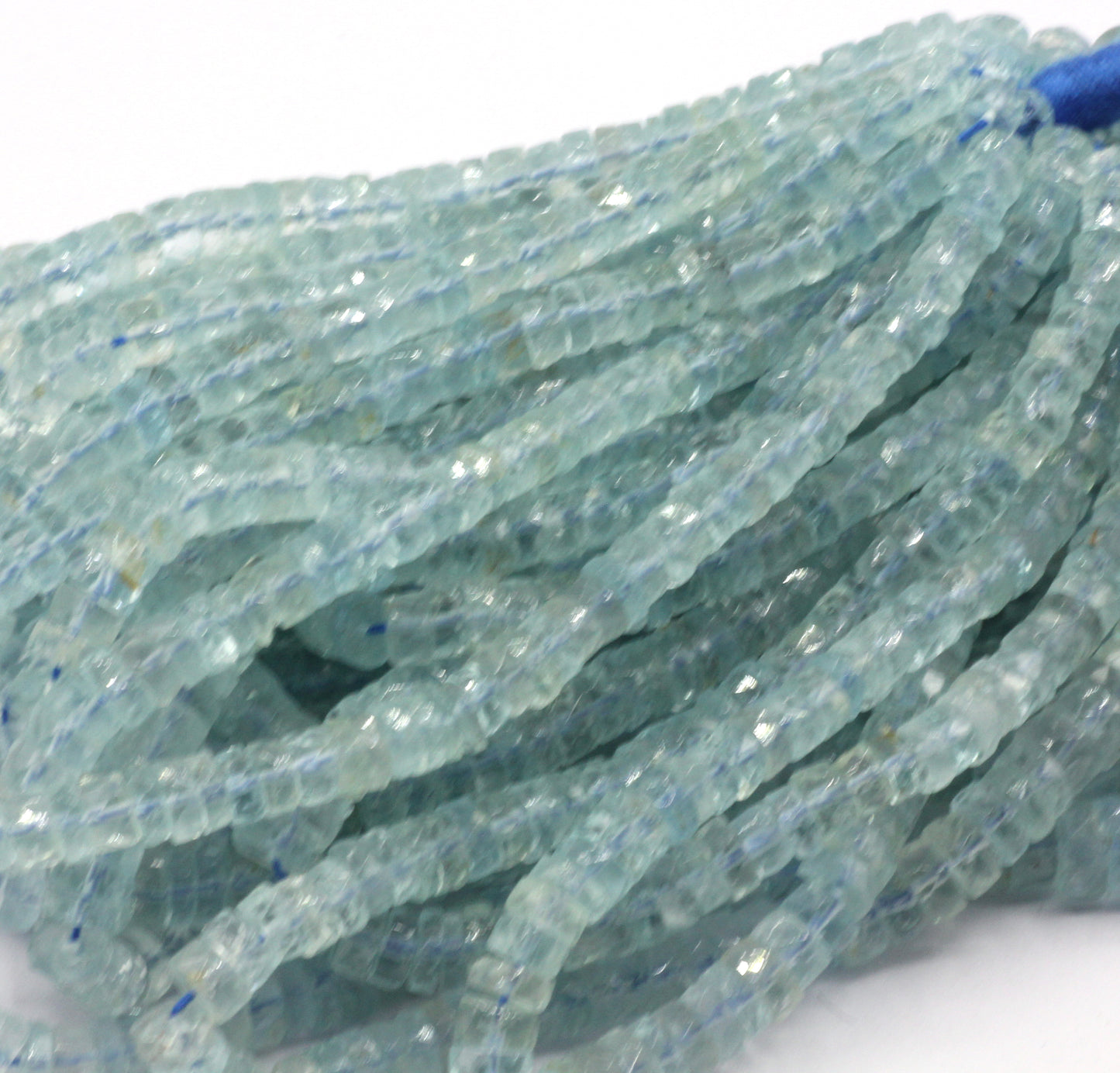 Aquamarine Beads Faceted Heshi, Faceted Donut, Faceted Tyre