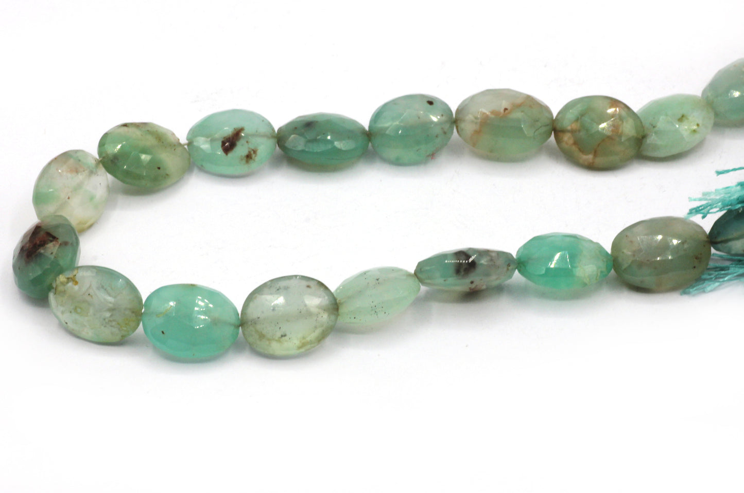 Aqua Chalcedony Faceted Oval Beads