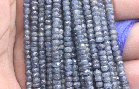 Sapphire, Blue Sapphire Faceted Roundel Beads, Natural Blue Sapphire