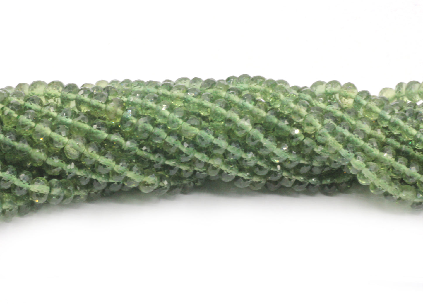 Green Apatite Faceted Round Beads