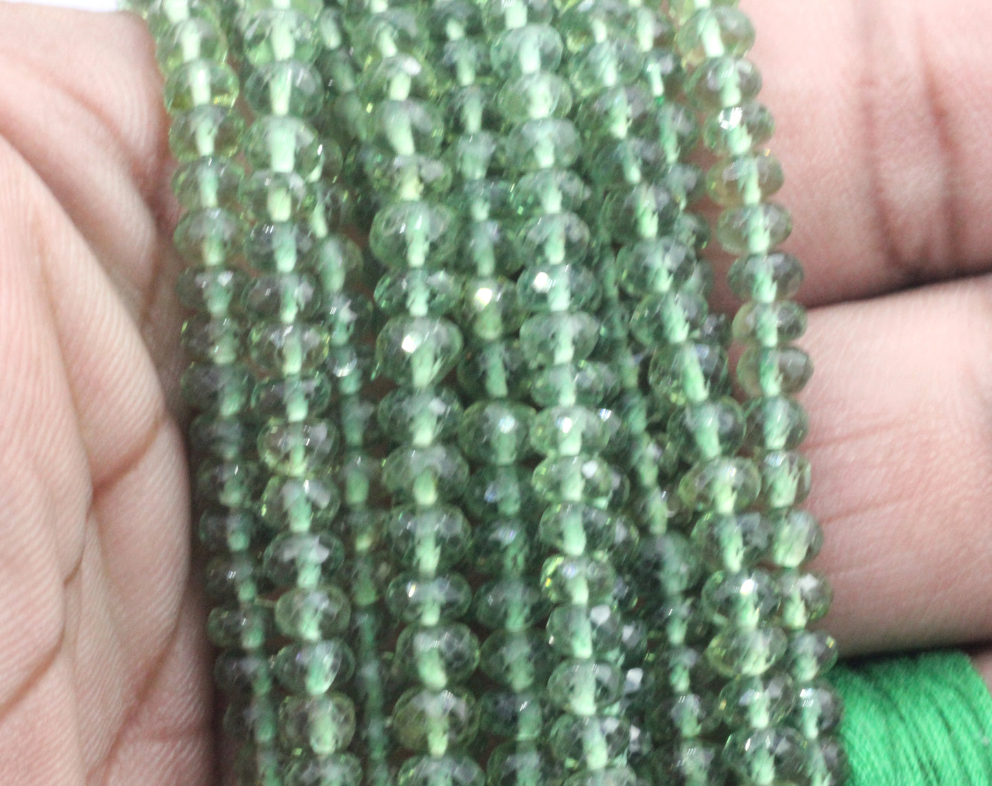 Green Apatite Faceted Round Beads