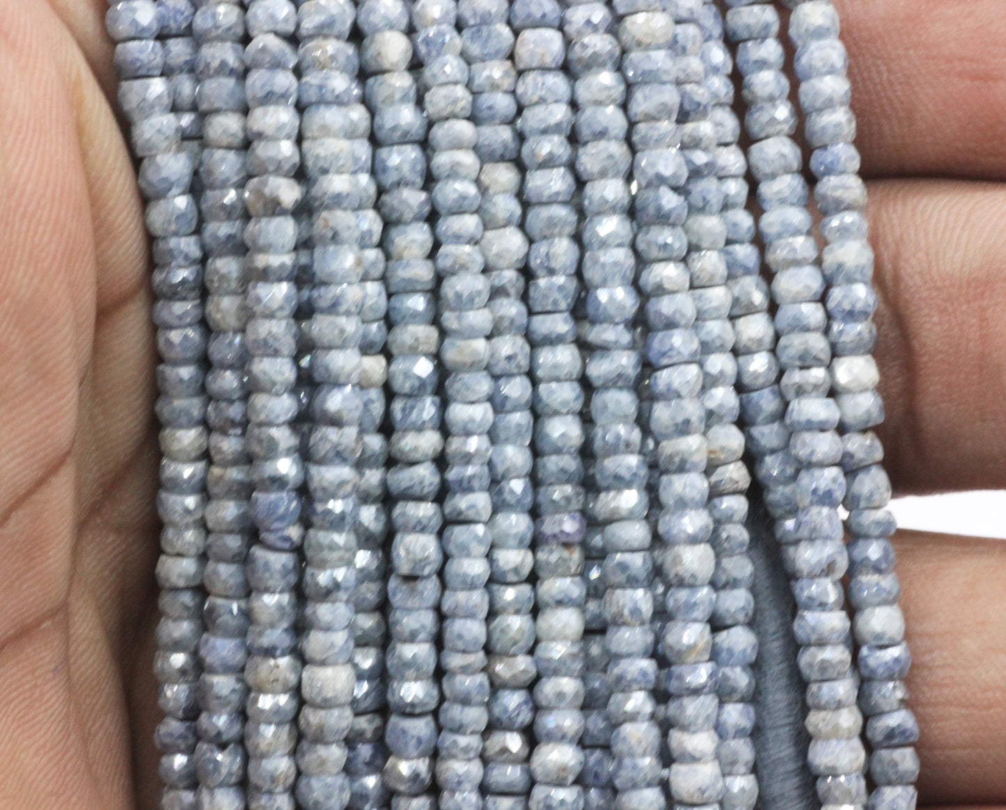 Blue Sapphire Faceted Roundel Beads