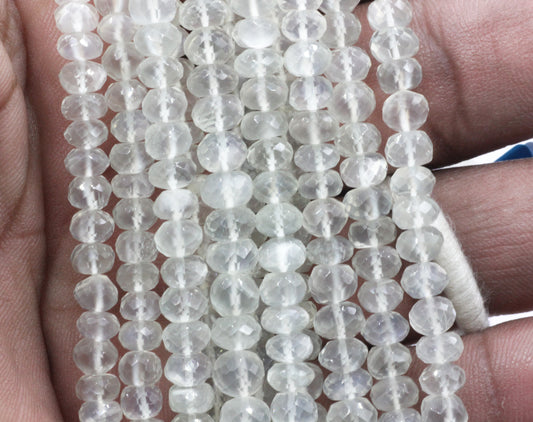 Moonstone Ceylon Faceted Roundel Beads