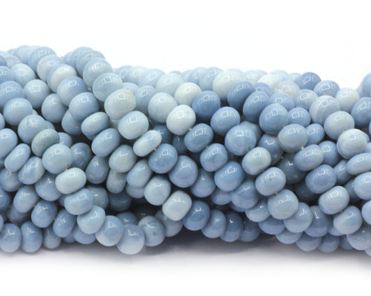 Opal, Blue Opal Smooth Roundel Beads, Natural Blue Opal