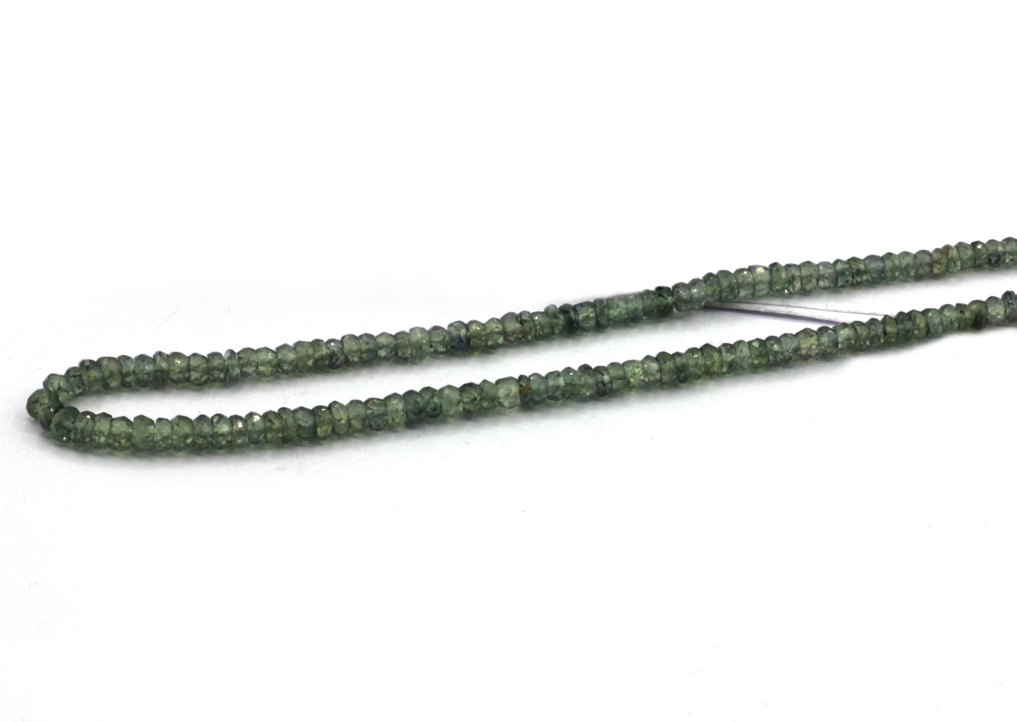 Green Sapphire Faceted Roundel Beads