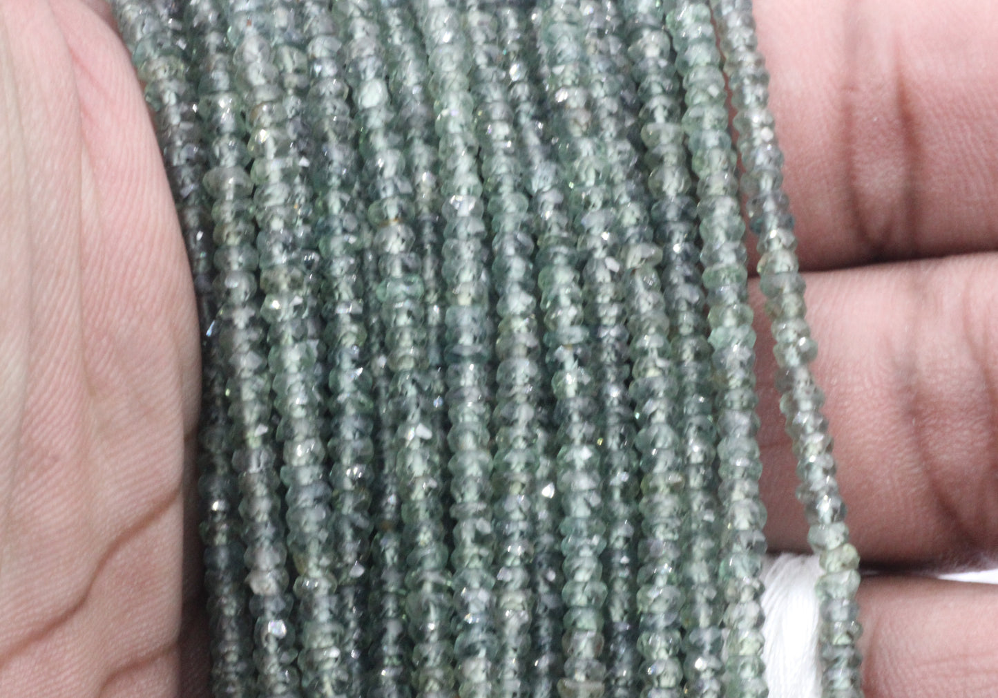 Green Sapphire Faceted Roundel Beads