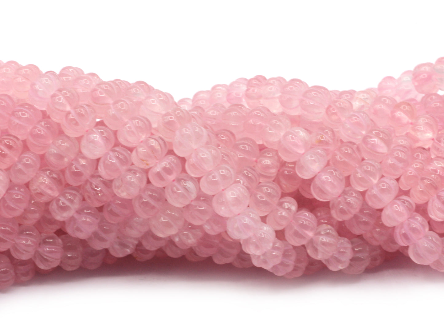 Rose Quartz Carved Water Melons, Carved pumpkins