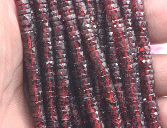 Garnet Beads Faceted Heshi, Faceted Donut, Faceted Tyre