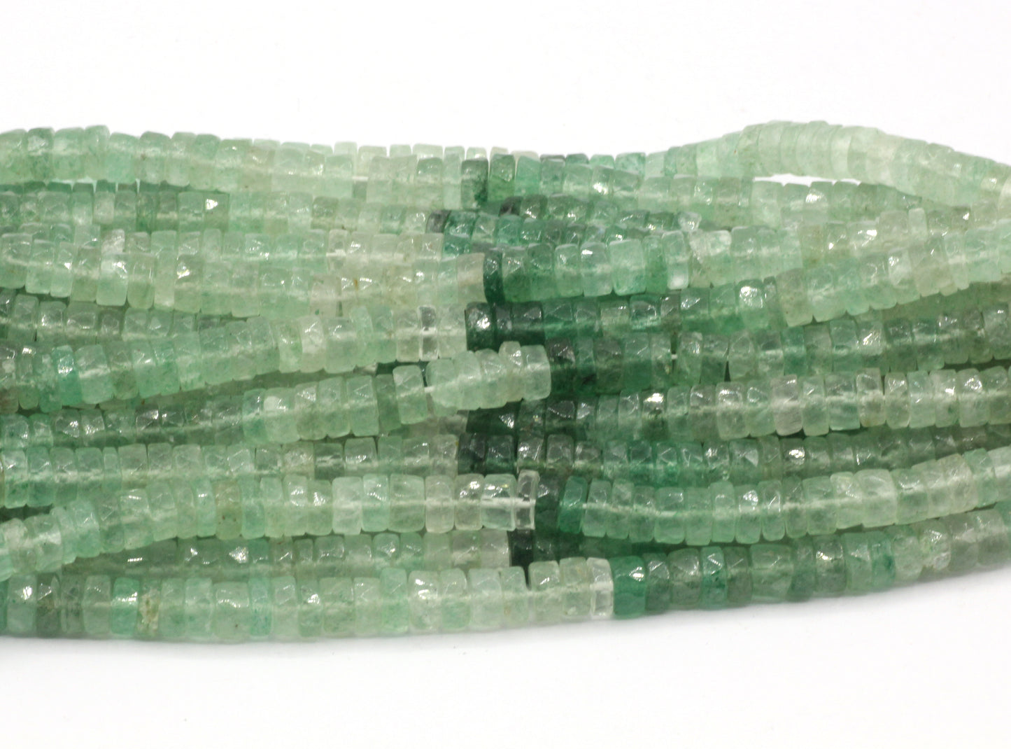 Green Quartz Beads Faceted Heshi, Faceted Donut, Faceted Tyre