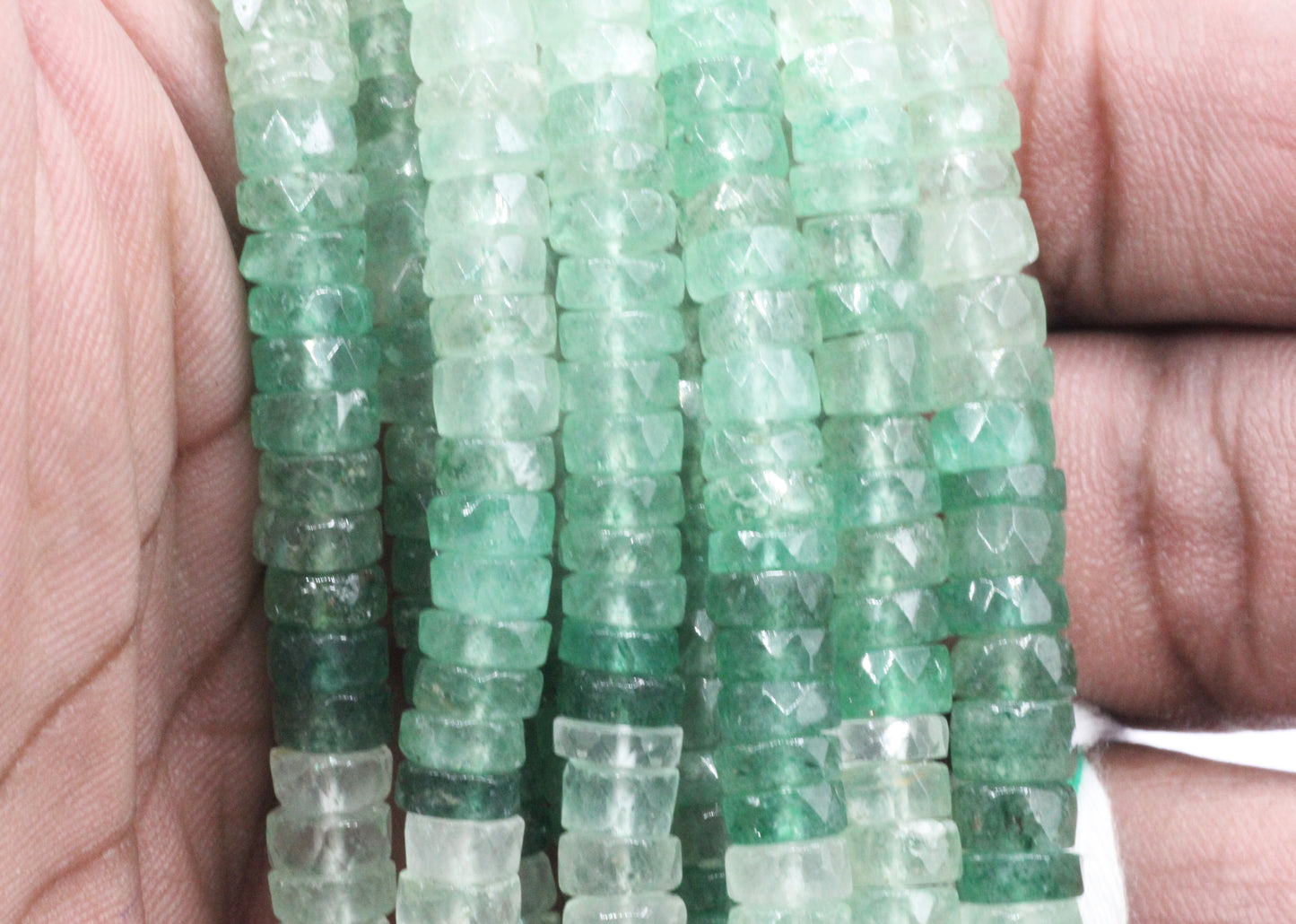 Green Quartz Beads Faceted Heshi, Faceted Donut, Faceted Tyre