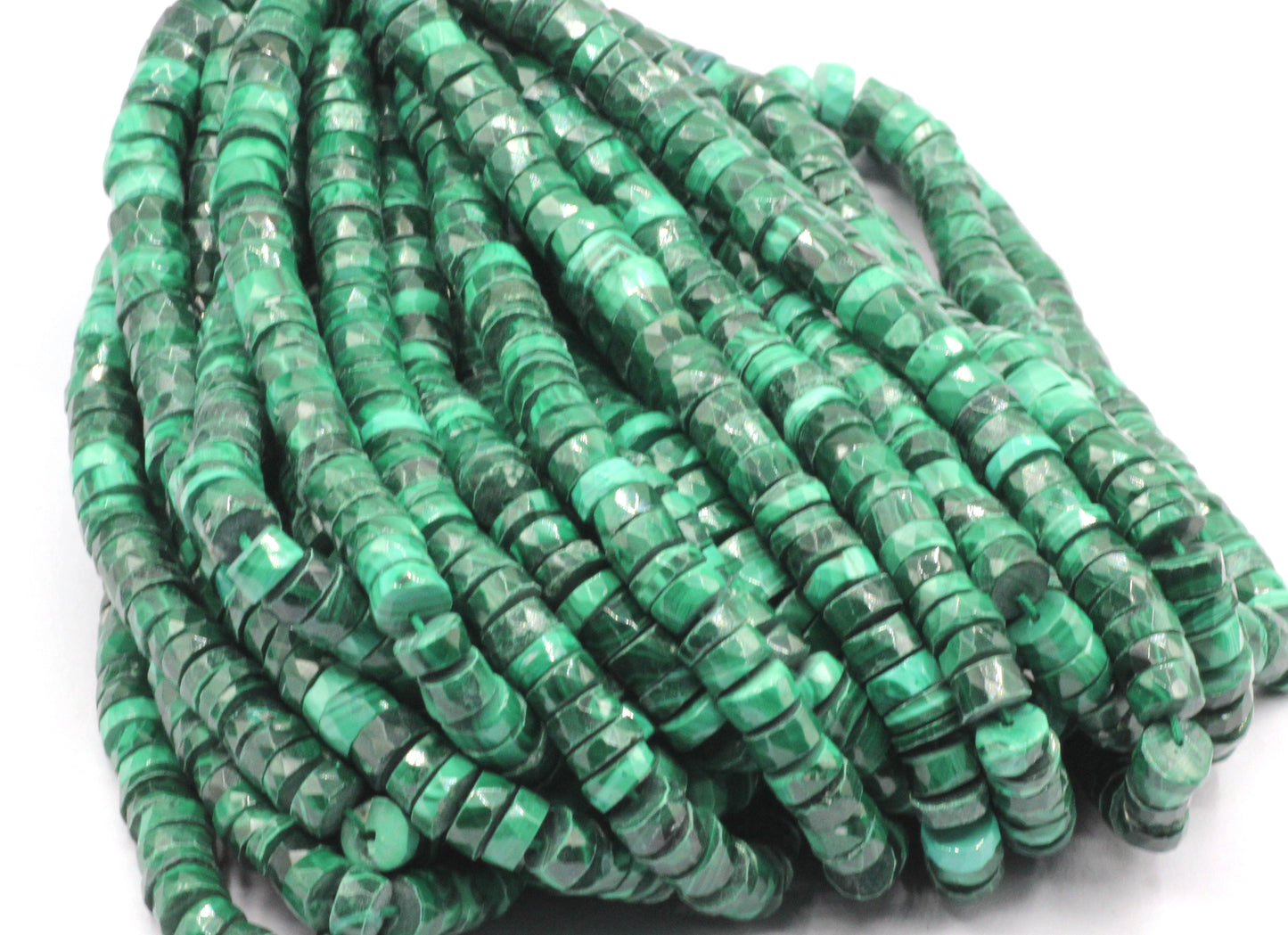 Malachite Beads Faceted Heshi, Faceted Donut, Faceted Tyre
