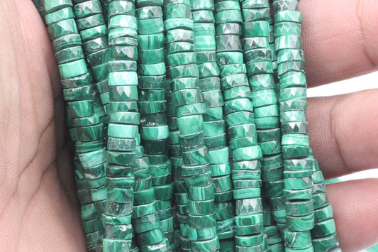 Malachite Beads Faceted Heshi, Faceted Donut, Faceted Tyre