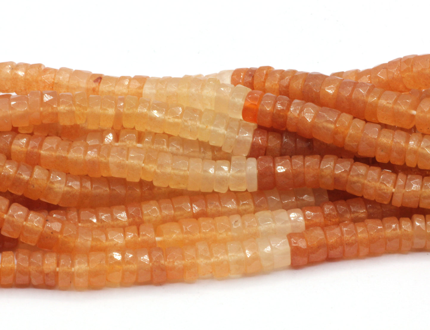 Peach Moonstone Beads Faceted Heshi, Faceted Donut, Faceted Tyre