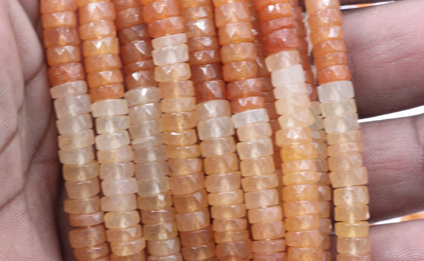 Peach Moonstone Beads Faceted Heshi, Faceted Donut, Faceted Tyre