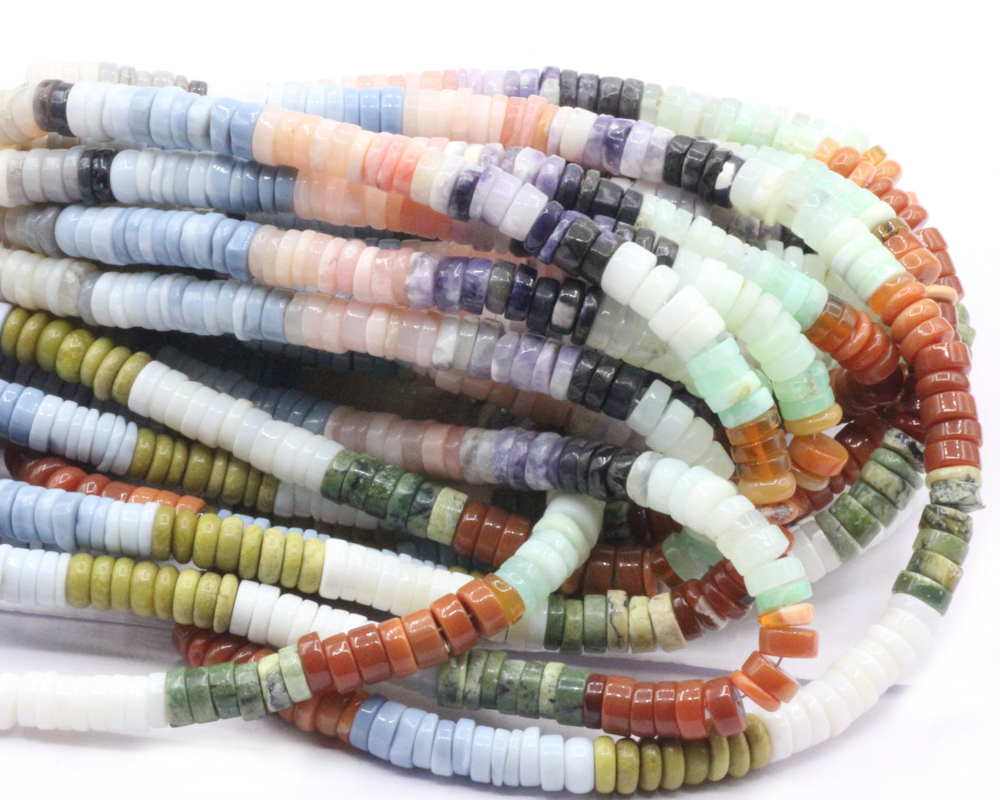 Multi Color Opal Smooth Heshi,Donuts, Tyre Beads, Natural Opal