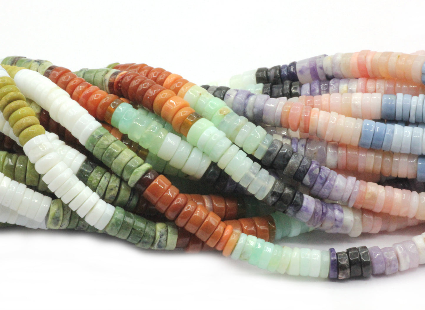 Multi Color Opal Smooth Heshi,Donuts, Tyre Beads, Natural Opal