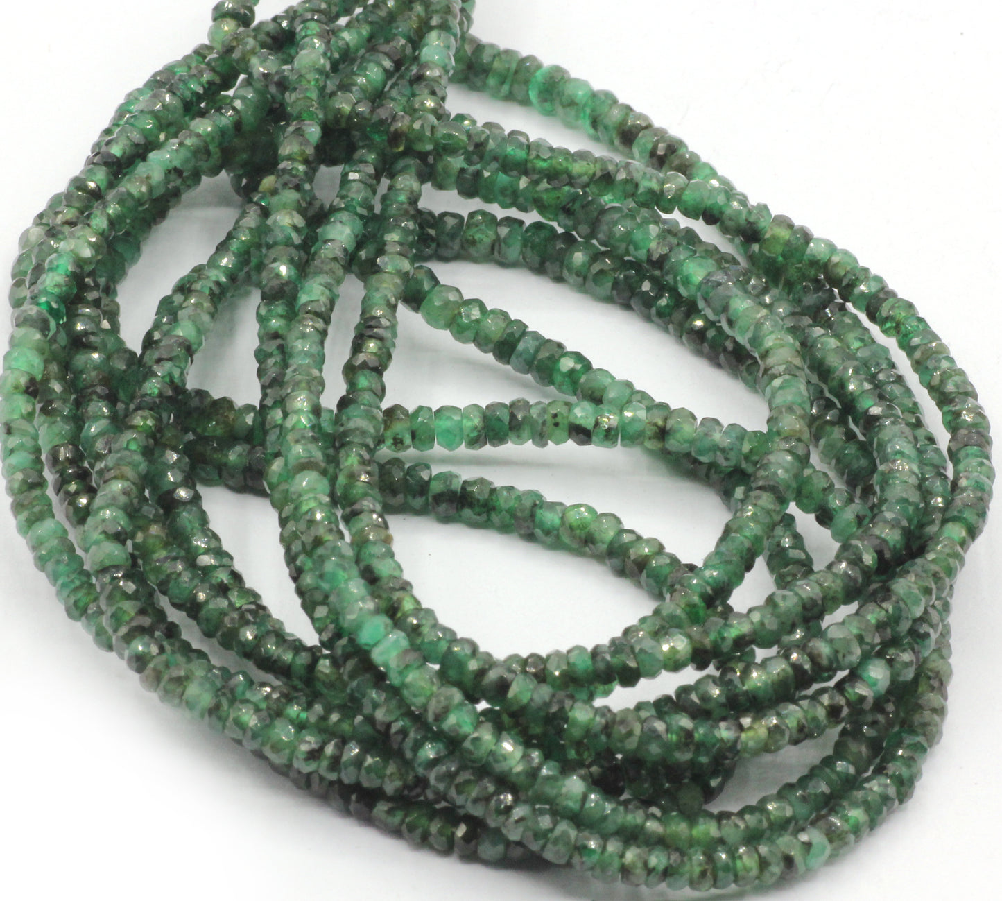 Emerald Faceted Roundel Beads