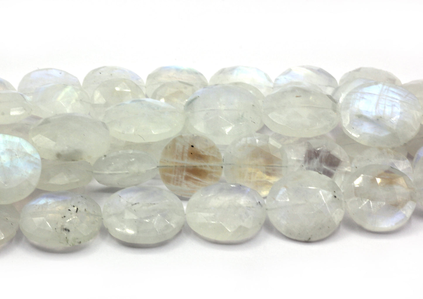 Moonstone Faceted Coin Beads