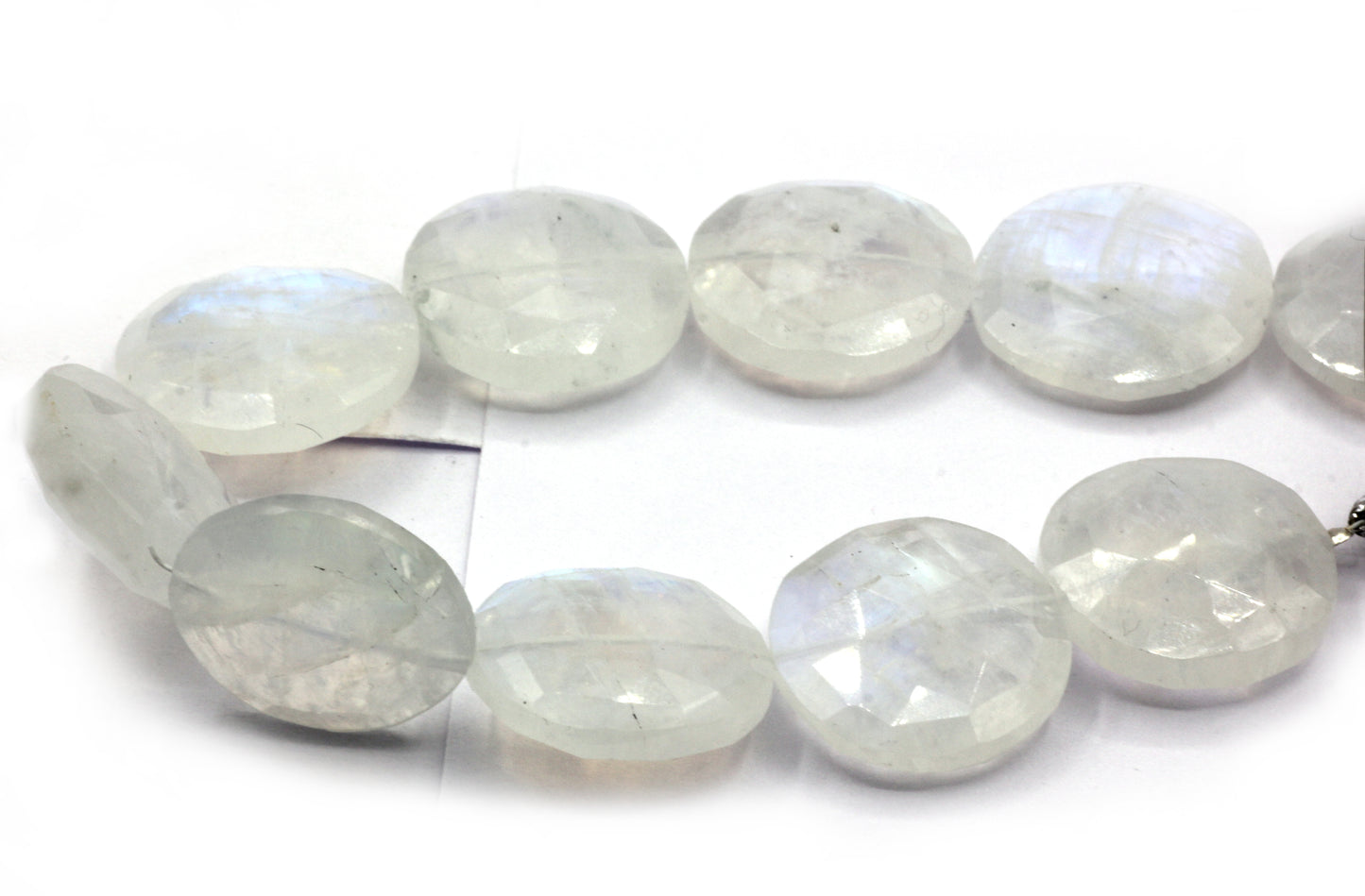 Moonstone Faceted Coin Beads