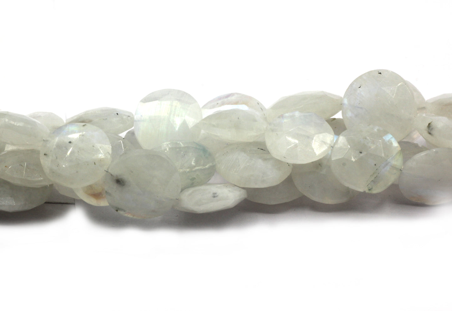 Rainbow Moonstone Faceted Coin Beads