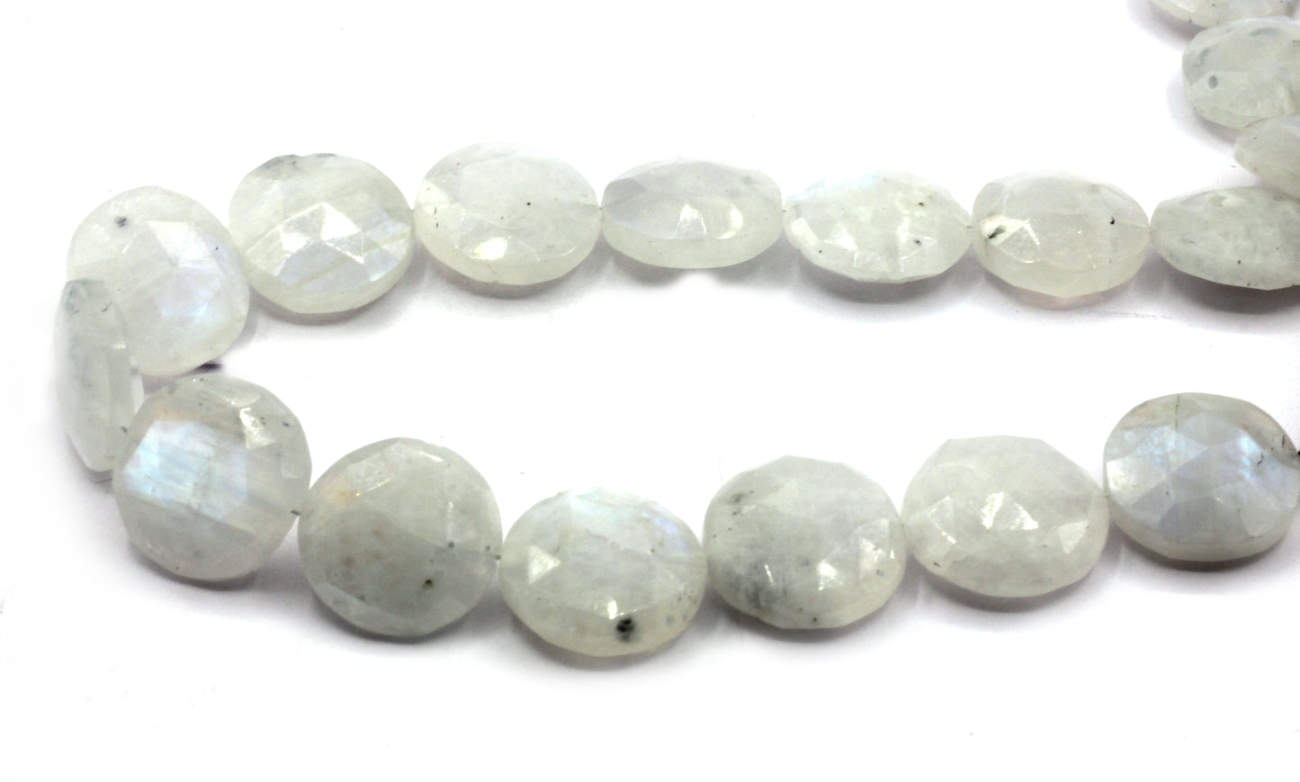 Rainbow Moonstone Faceted Coin Beads
