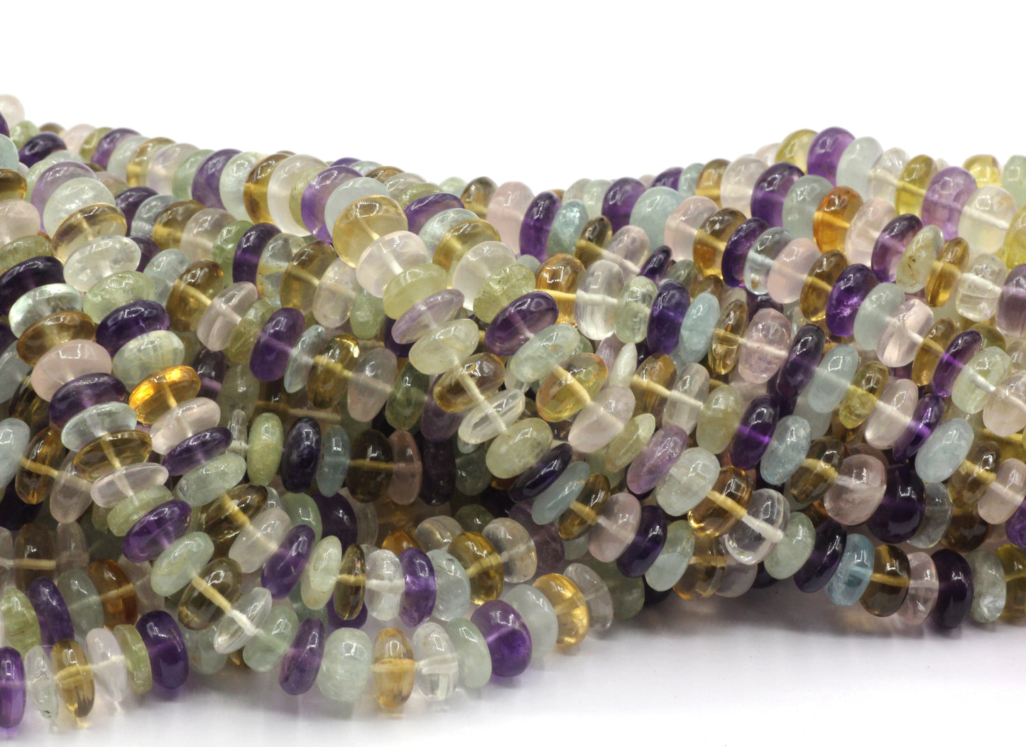 Multi Gemstone Smooth Roundel Beads