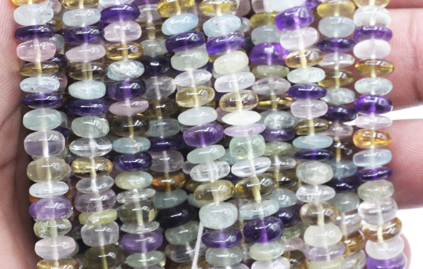 Multi Gemstone Smooth Roundel Beads