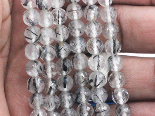 Quartz Dot Quartz Faceted Round Beads