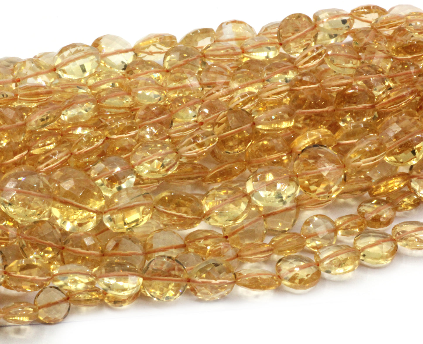 Citrine Faceted Coin Beads