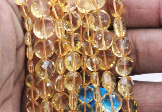 Citrine Faceted Coin Beads