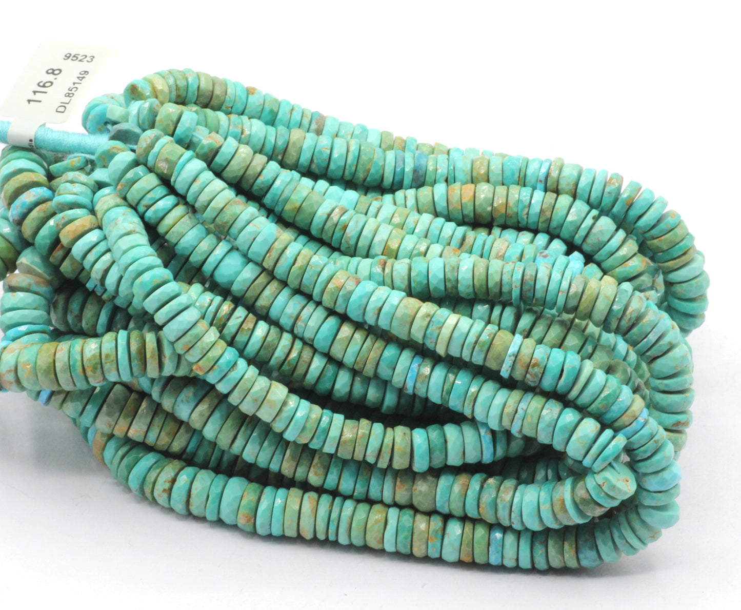 Turquoise Beads Faceted Heshi, Faceted Donut, Faceted Tyre