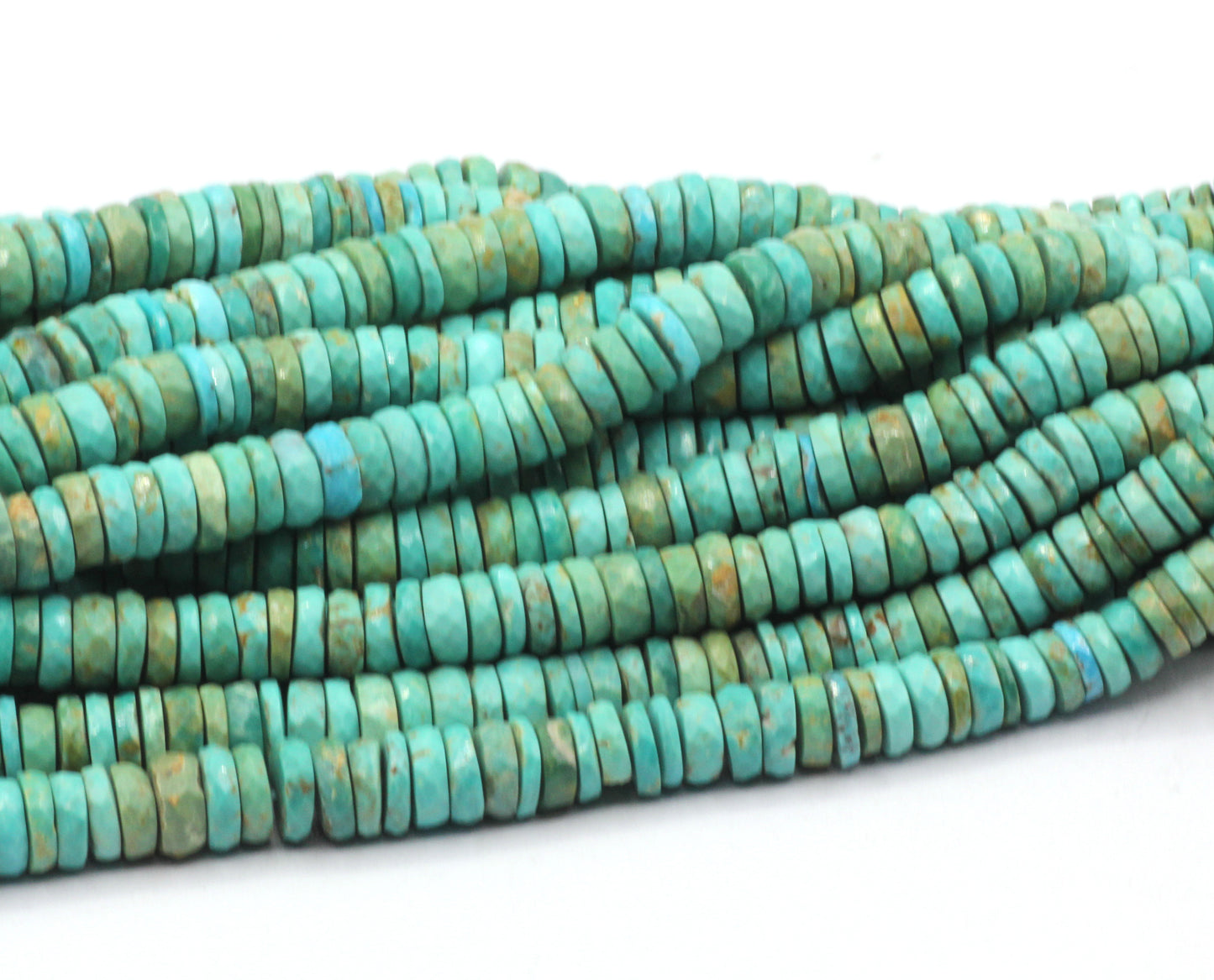 Turquoise Beads Faceted Heshi, Faceted Donut, Faceted Tyre