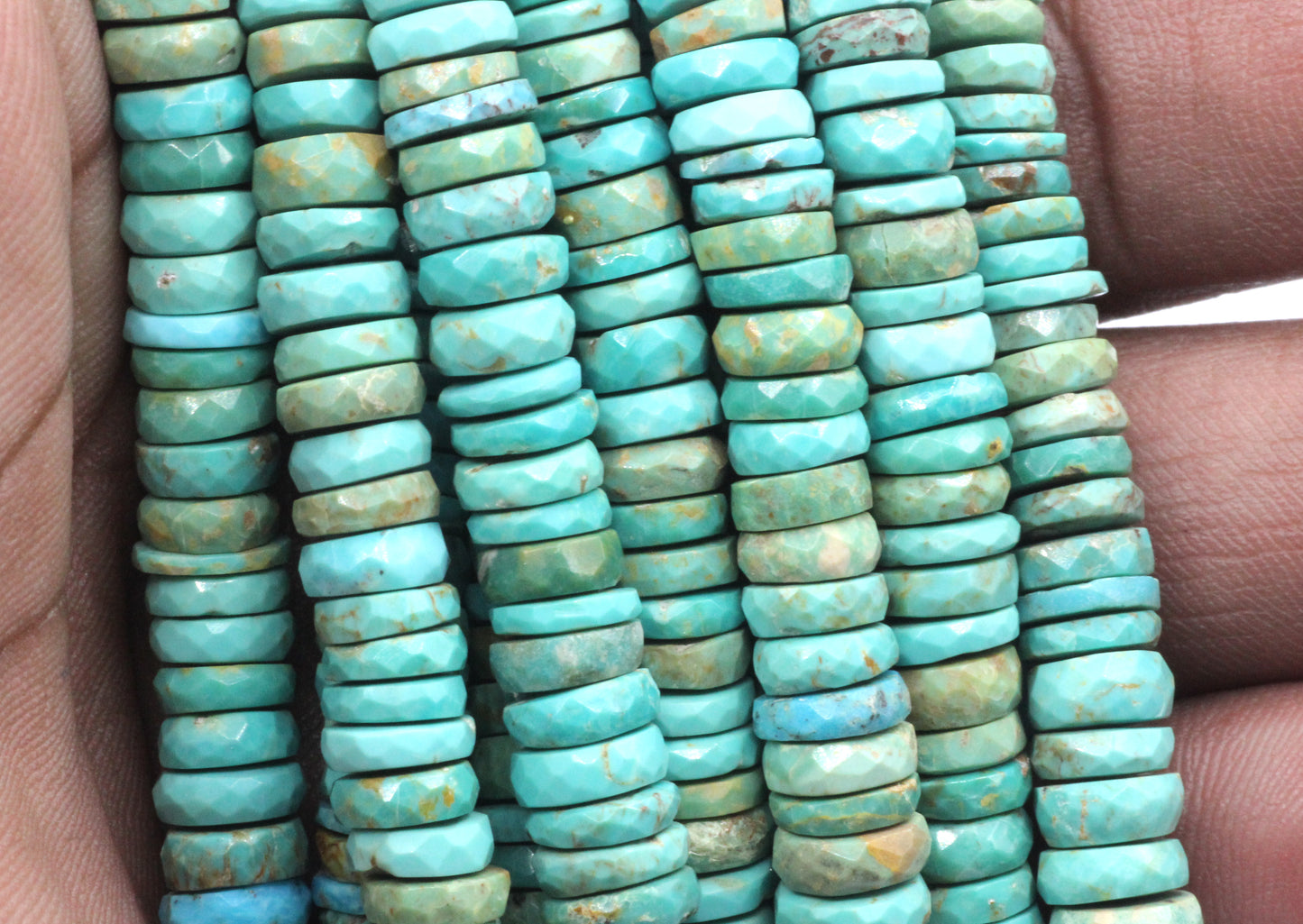 Turquoise Beads Faceted Heshi, Faceted Donut, Faceted Tyre