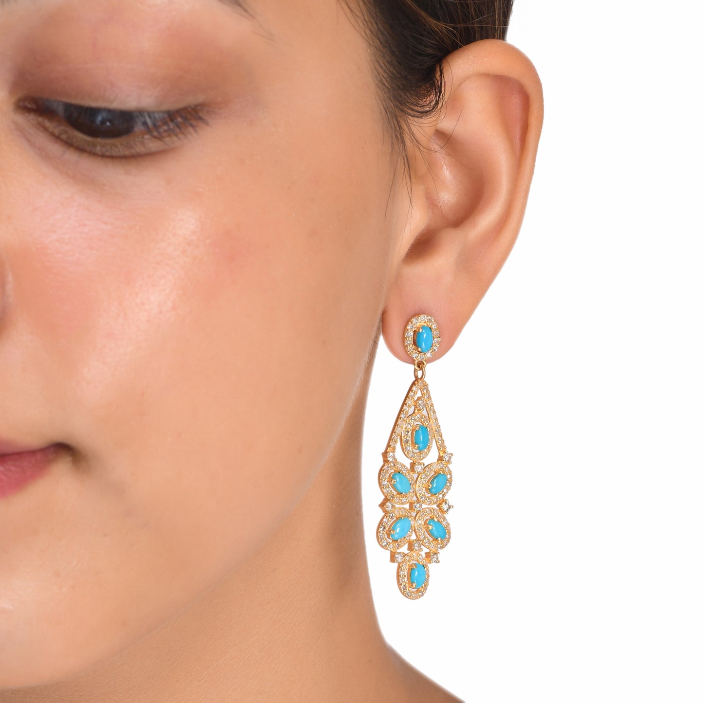 14k Solid Gold Diamond Earring. Genuine handmade pave diamond Earring. 14k Solid Gold Diamond Earring..