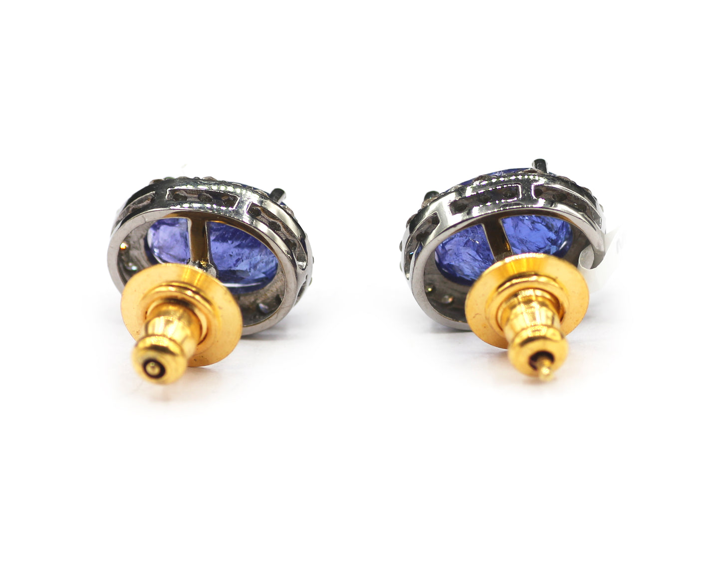 Tanzanite 925 silver Diamond Earring Stud