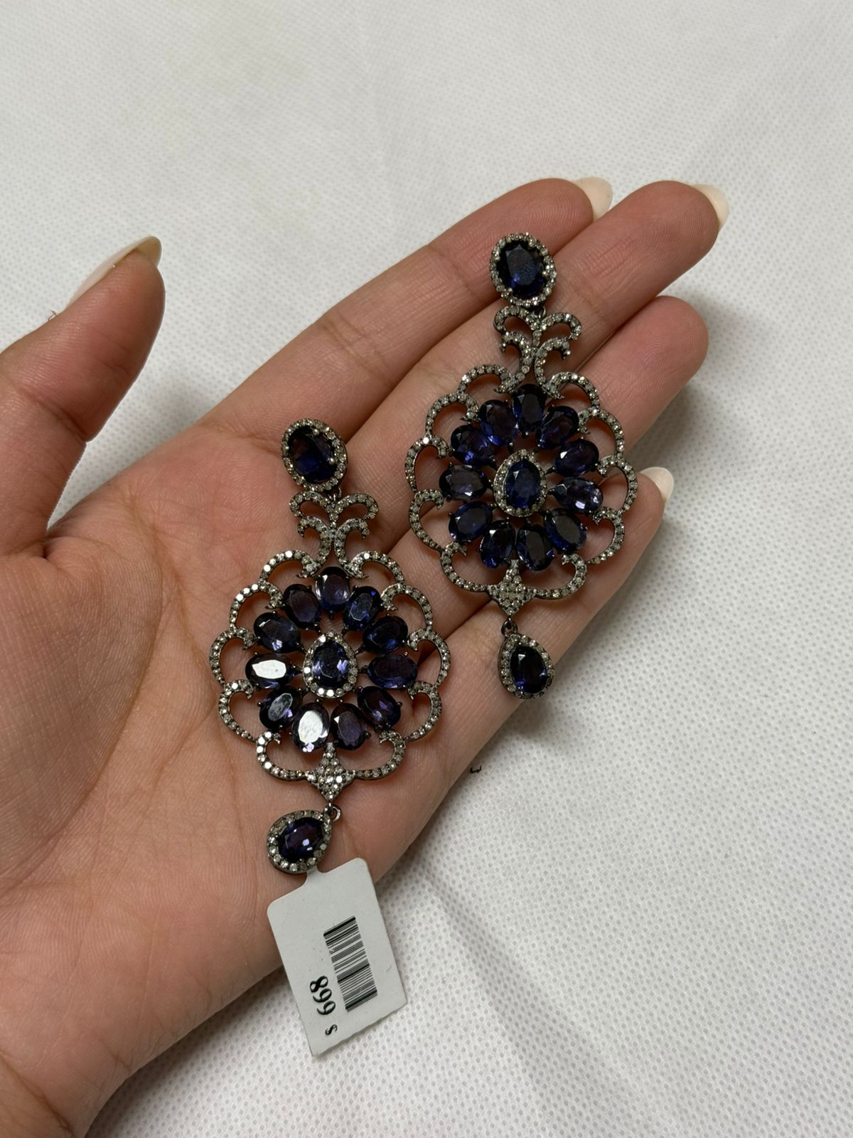 Silver Diamond and Iolite Earrings - Elegant Jewelry for Special Occasions