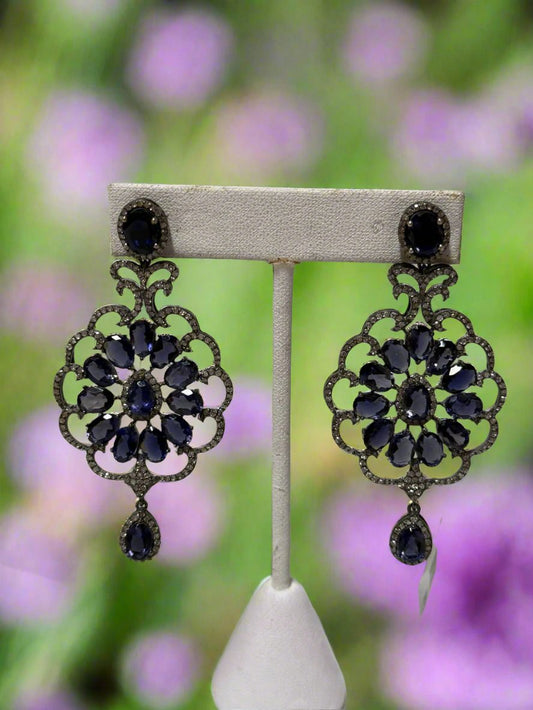 Silver Diamond and Iolite Earrings - Elegant Jewelry for Special Occasions