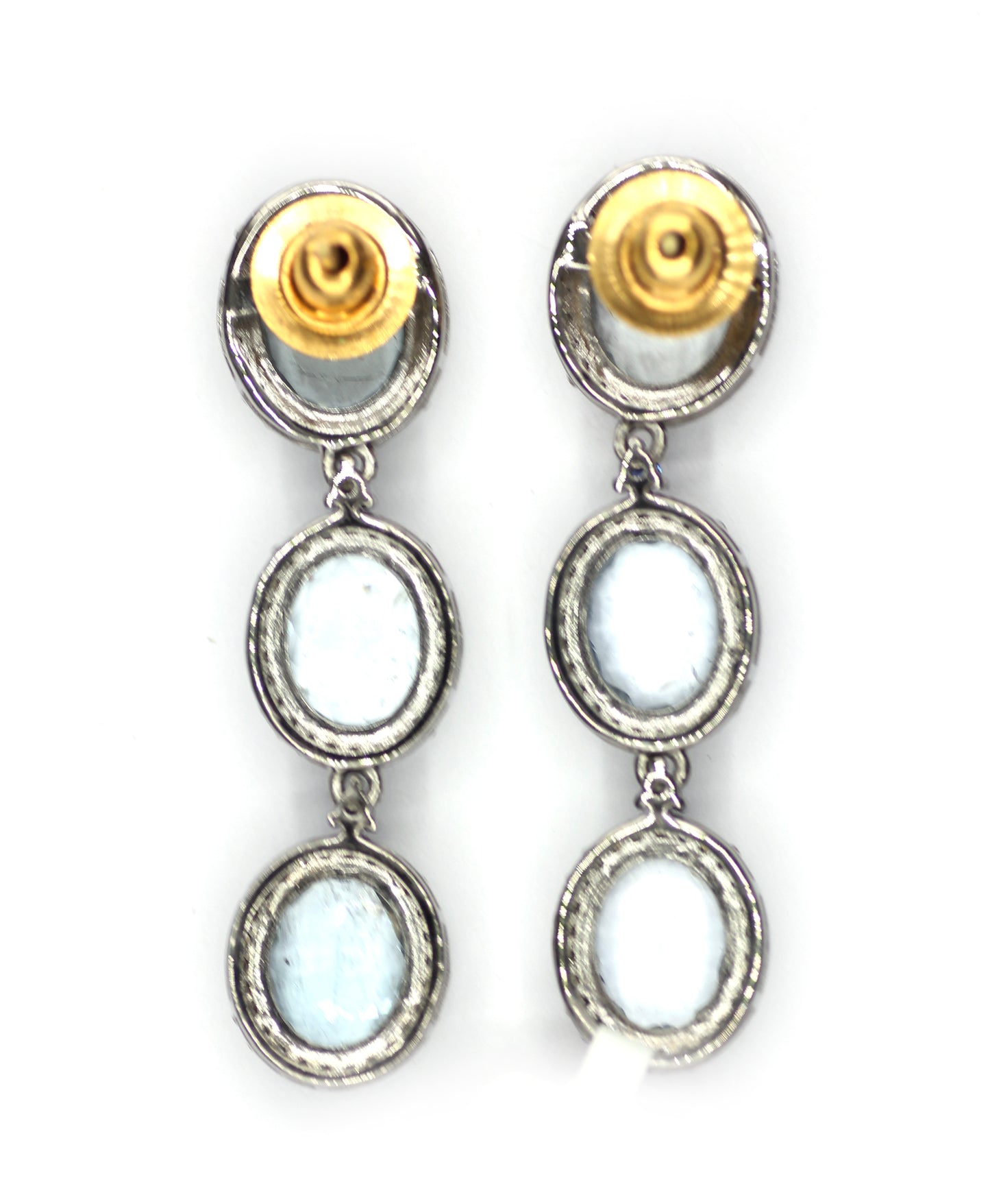 Aquamarine 925 silver Diamond Earring