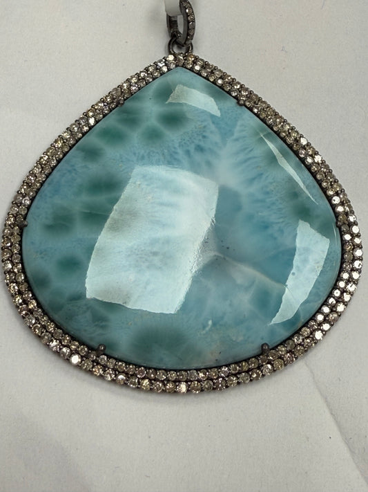 Larimar Diamond Pendant