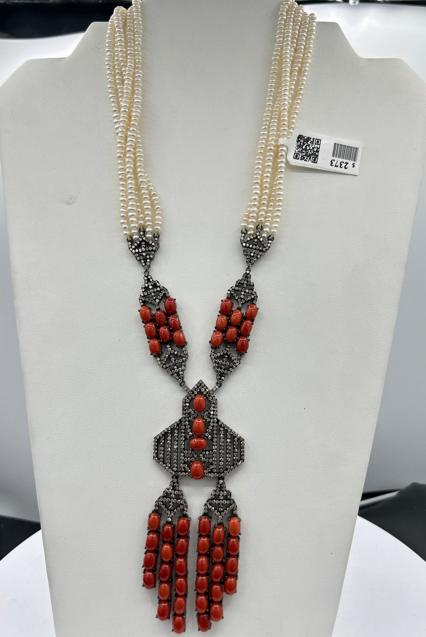 Pearl Coral Diamond Necklace