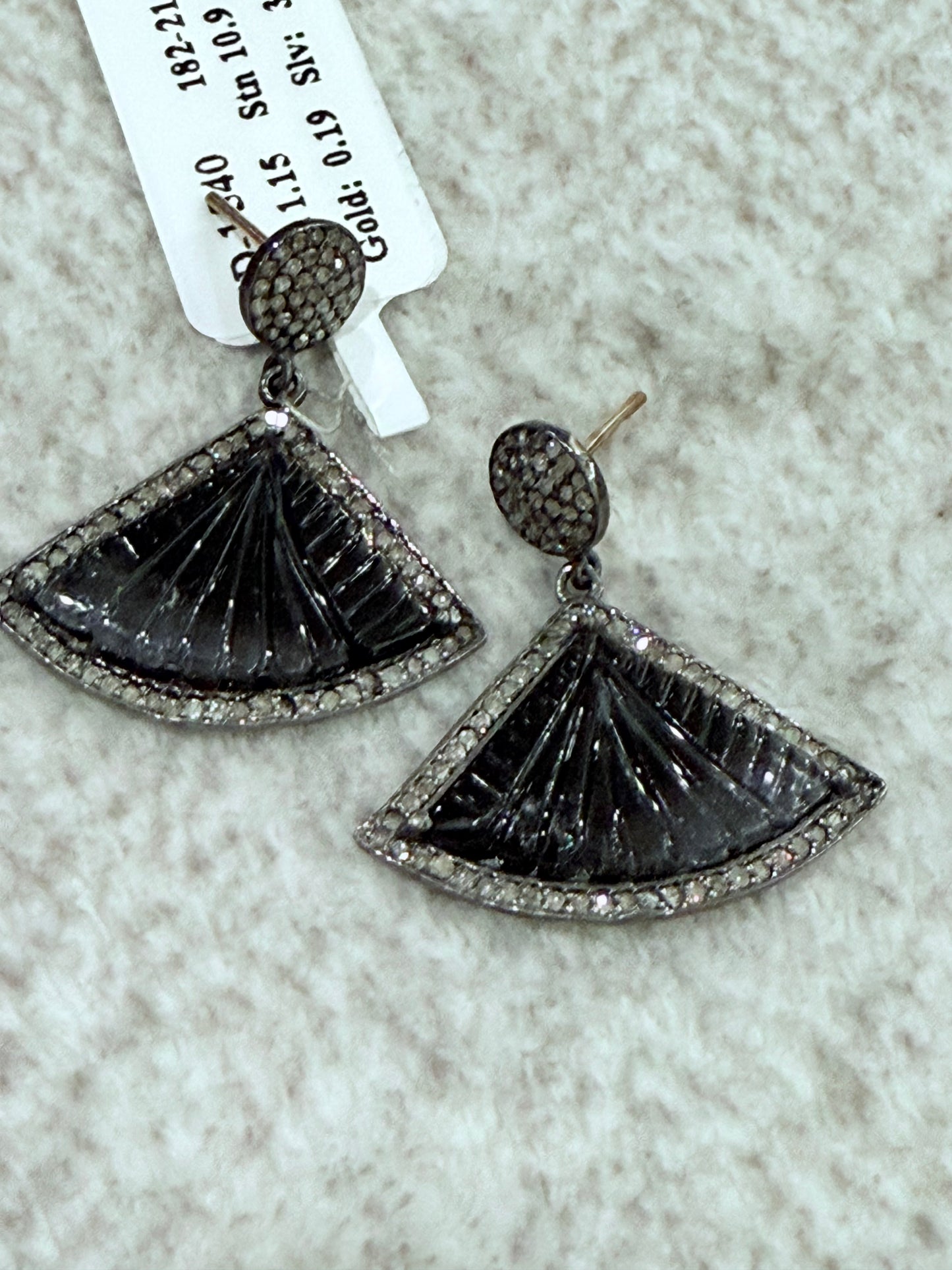 Tourmaline Carving Fancy Shape Diamond earring